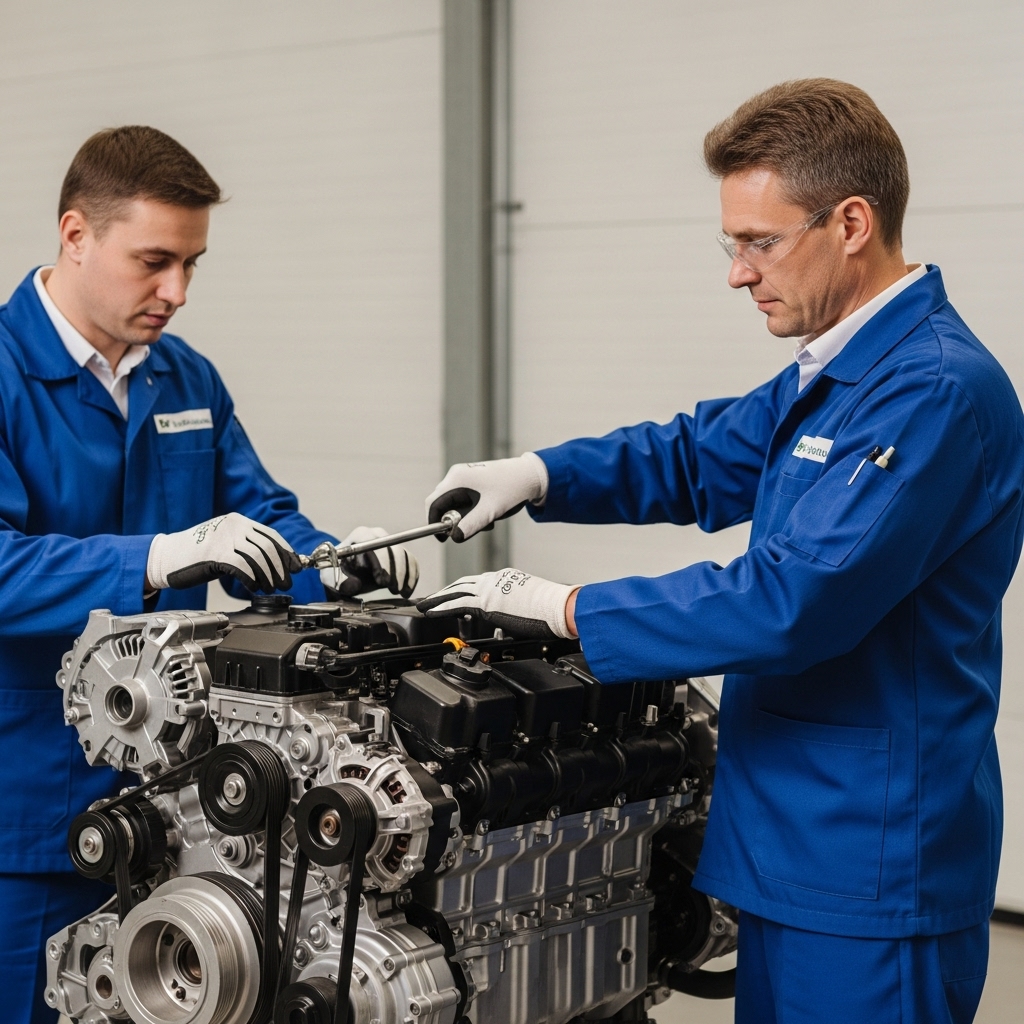 Motor revizyonu yapan uzman teknisyenler