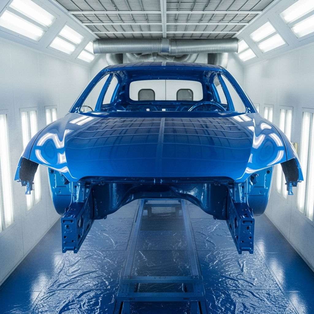 Kaporta boyama işlemi sırasında çekim