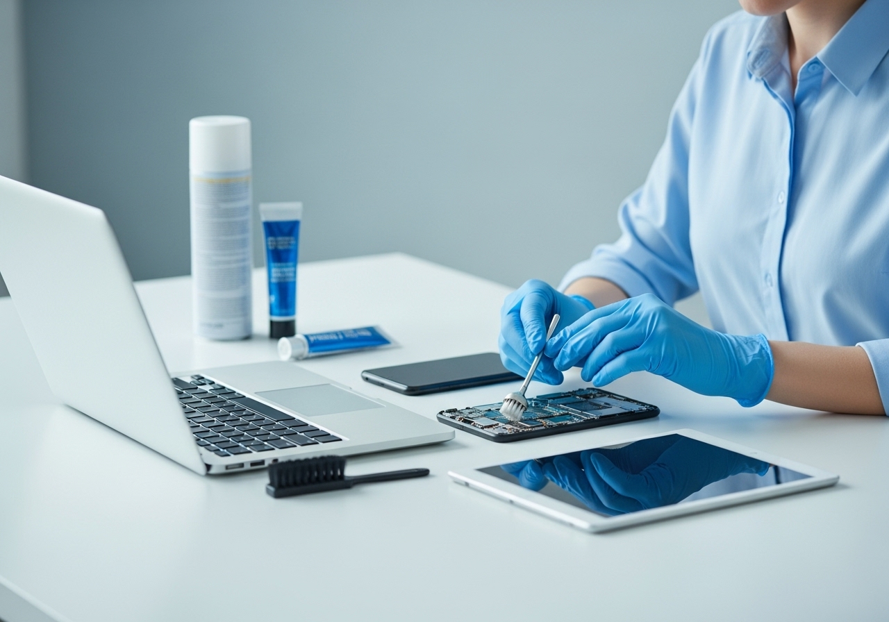 Laptop, telefon ve tabletle teknolojik cihaz bakımı