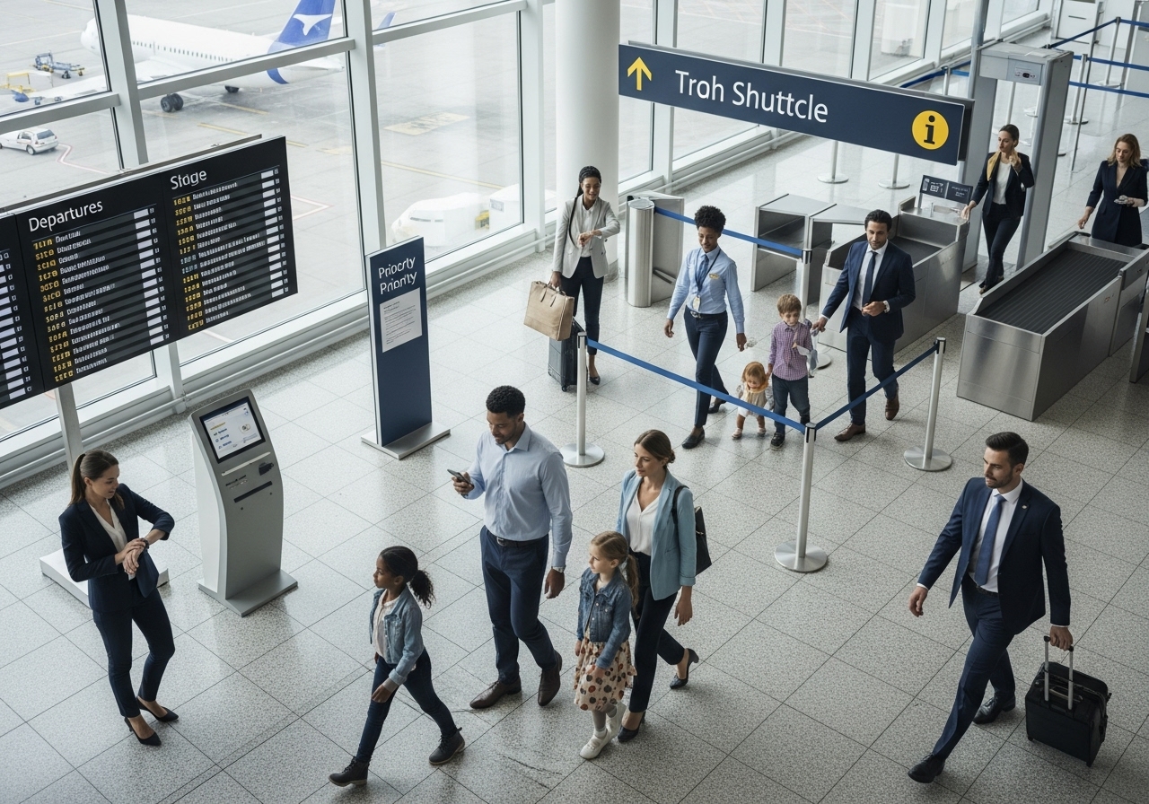 Havalimanında VIP transfer aracı ile bekleyen yolcular