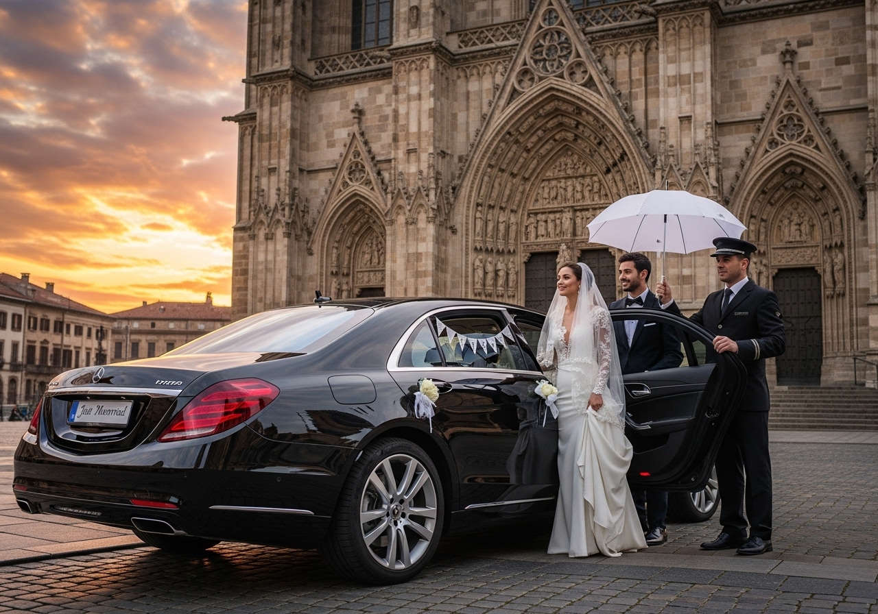 Lüks düğün arabası ile gelin transferi örneği